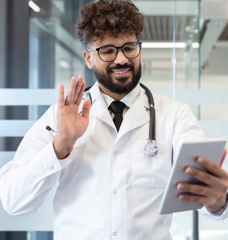 Doctor providing a virtual care consultation